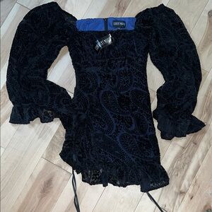 Dolls Kill Current Mood Black Velvet Paisley Dress